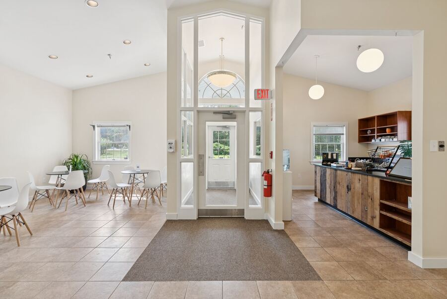 Bright lobby entrance