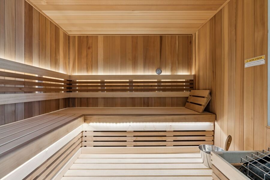 Private cedar sauna interior at Smart Wellness Center